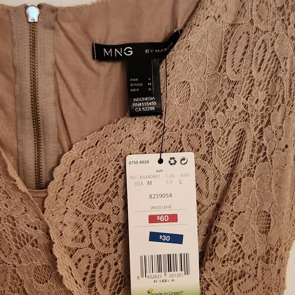 NWT MNG by Mango tan lace dress - Picture 4 of 5